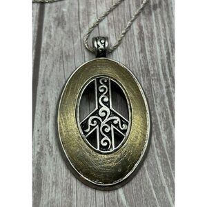 Monet Gold and Silver Peace Pendant Necklace